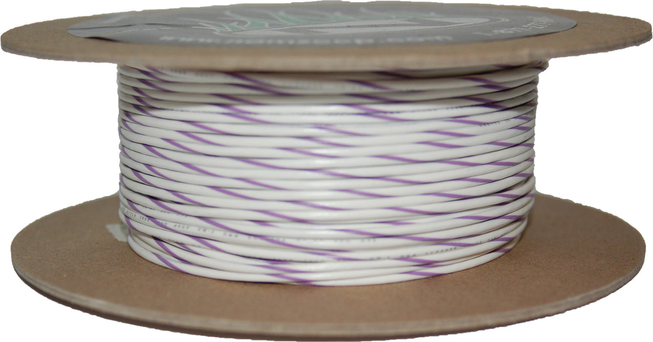 #18 Gauge White/Violet Stripe 100' Spool Of Primary Wire
