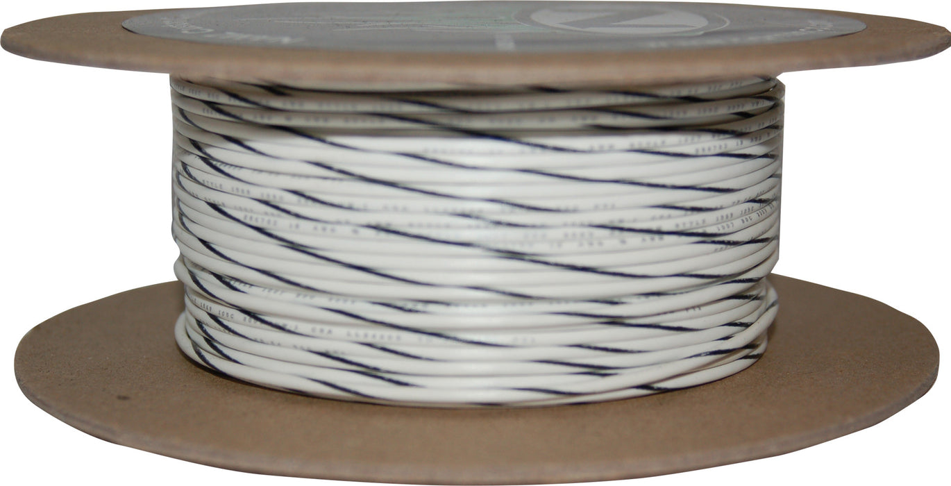 #18 Gauge White/Black Stripe 100' Spool Of Primary Wire