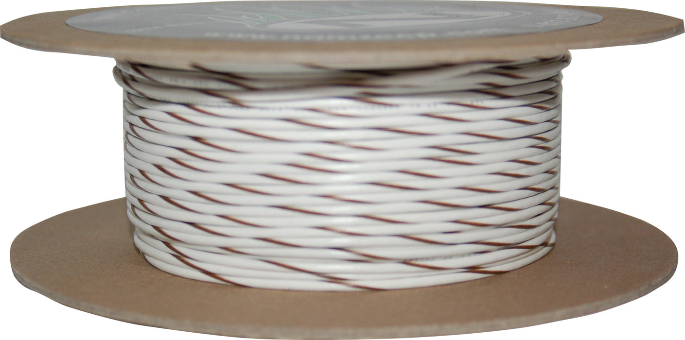 #18 Gauge White/Brown Stripe 100' Spool Of Primary Wire