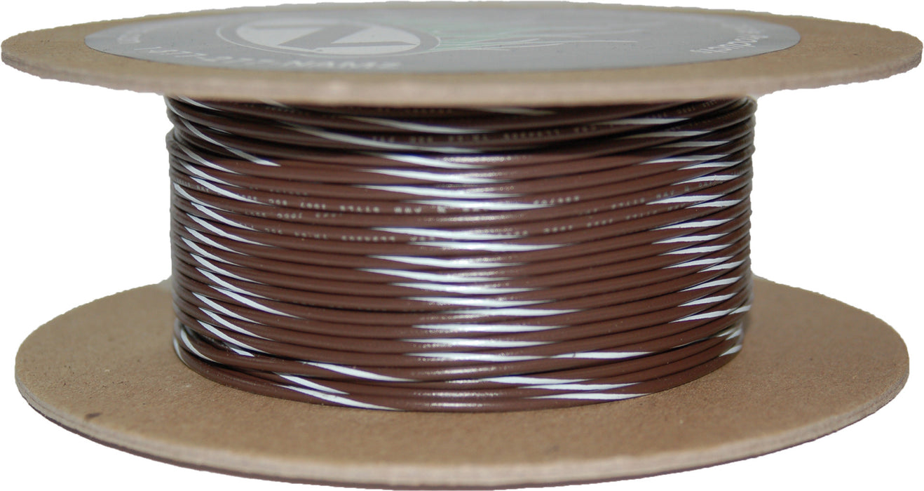 #18 Gauge Brown/White Stripe 100' Spool Of Primary Wire