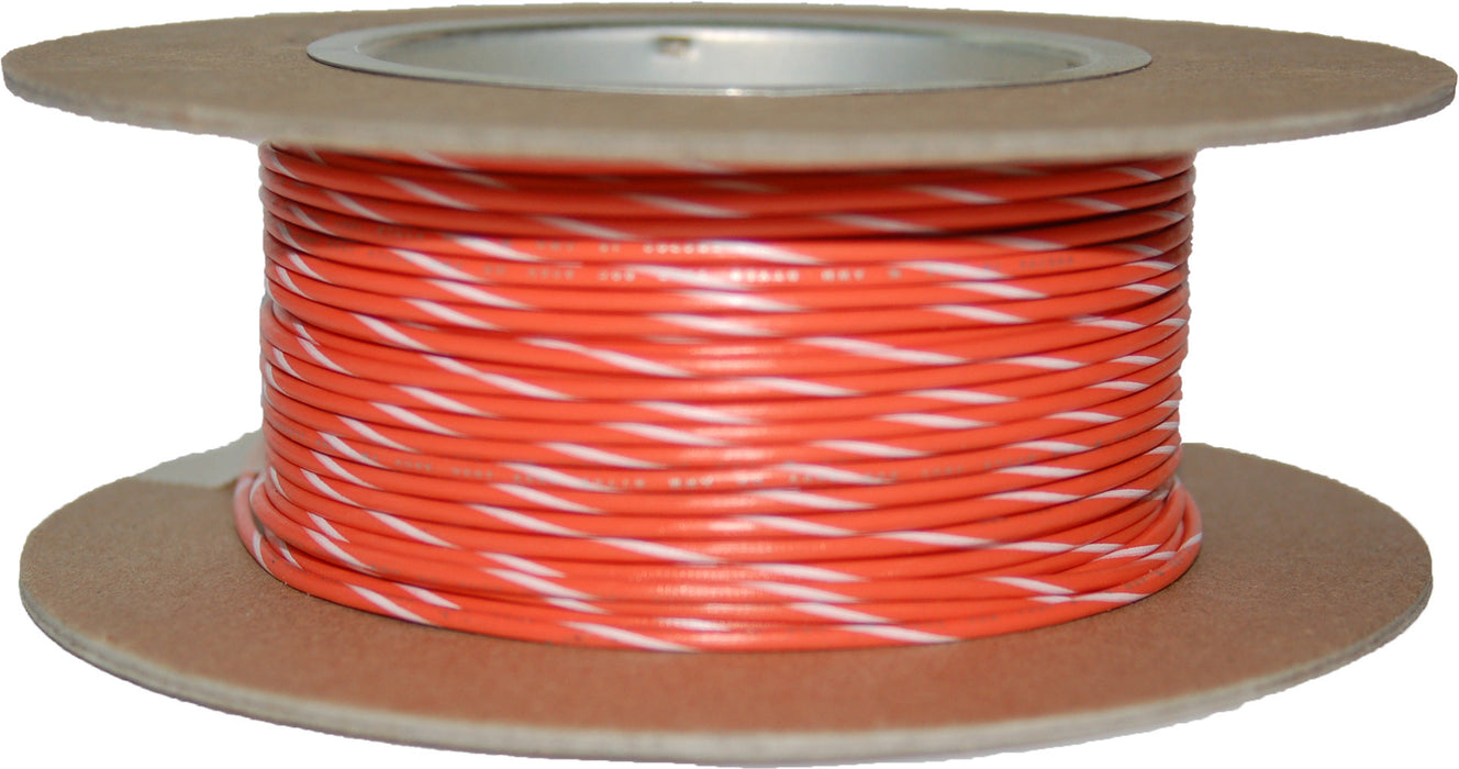 #18 Gauge Orange/White Stripe 100' Spool Of Primary Wire